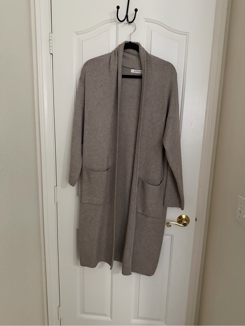 Long Open-Front Women’s Cardigan Sweater coat in Taupe - Cozy Layering